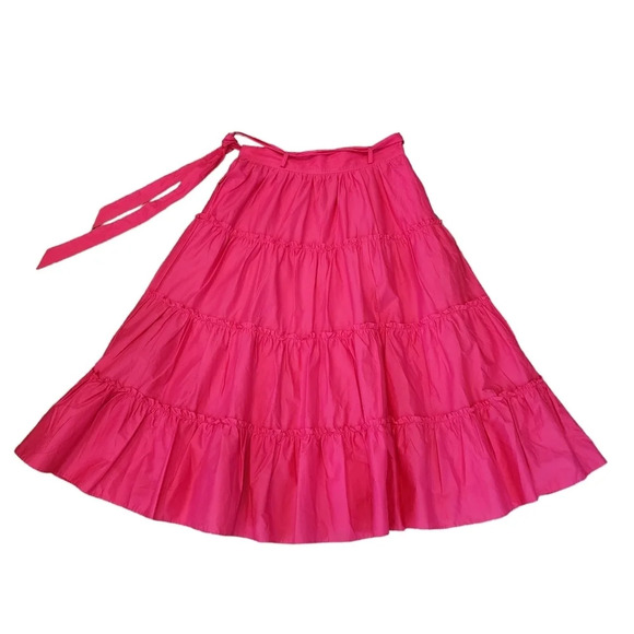 NWT Jason Wu pink cotton teired ruffle belted maxi skirt. Front slit. Large - Picture 4 of 16